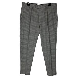 Topman Dress Pants Mens 34x32 Beige Geometric High-Rise Pleated Career Business